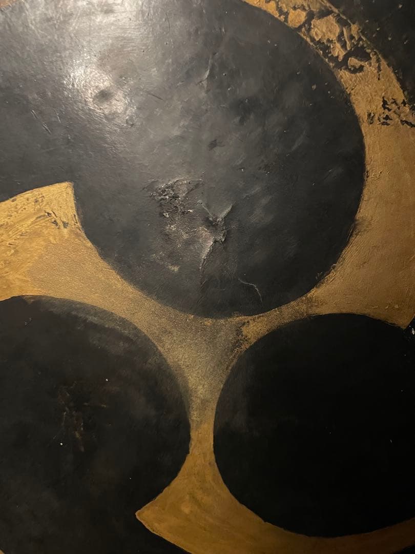 某寺院 大型　平胴太鼓 落太鼓 三つ巴紋入り 金塗装 和楽器 仏具 天理教