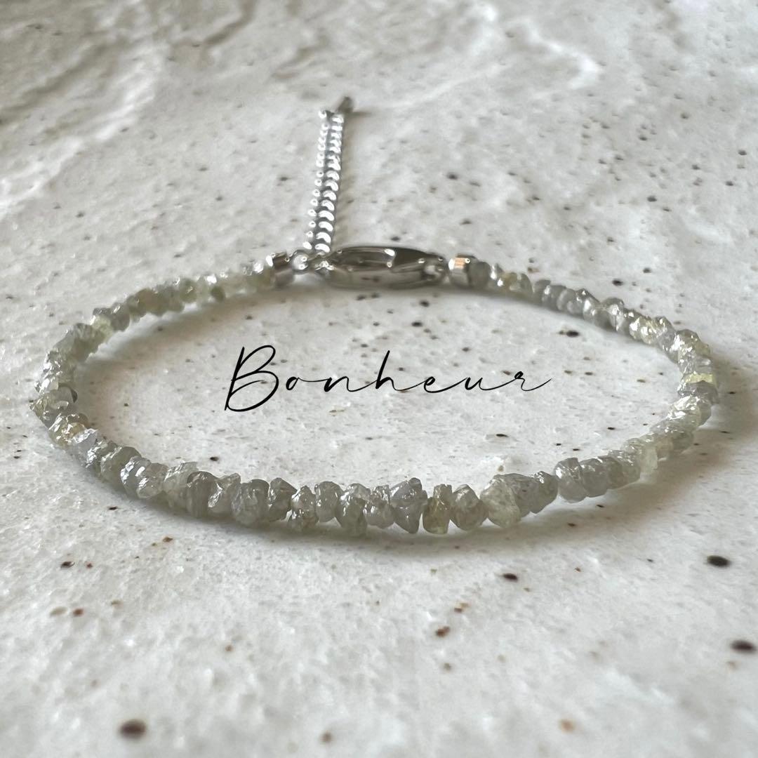 【ブレスレット】天然石✨ダイヤモンド原石（セミグレー）