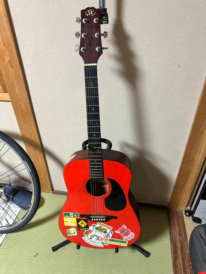 SX アコースティックギター レッド ステッカー付き