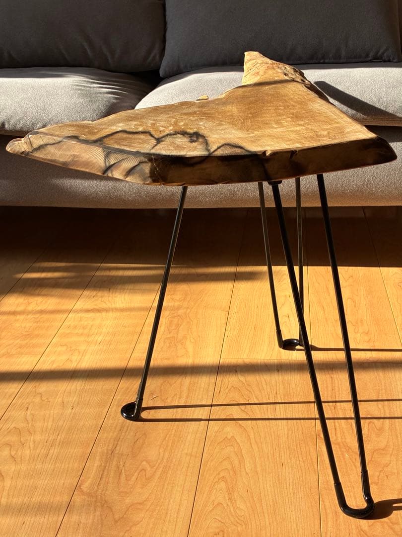 【希少銘木】国産黒柿の無垢一枚板サイドテーブル　一点もの