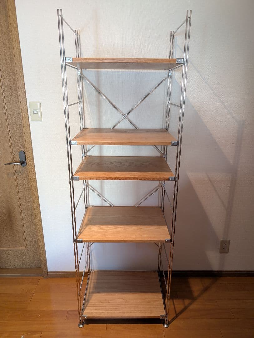 《送料込》無印良品 ステンレスユニットシェルフ オーク材棚 家具 シルバーラック
