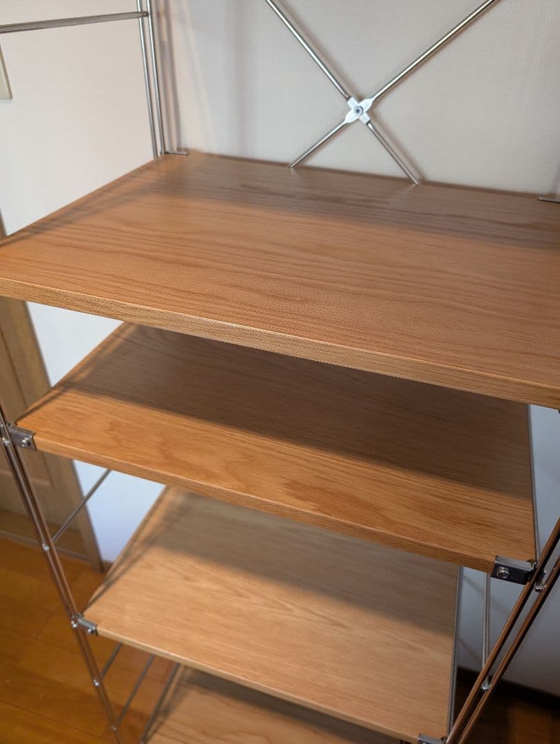 《送料込》無印良品 ステンレスユニットシェルフ オーク材棚 家具 シルバーラック