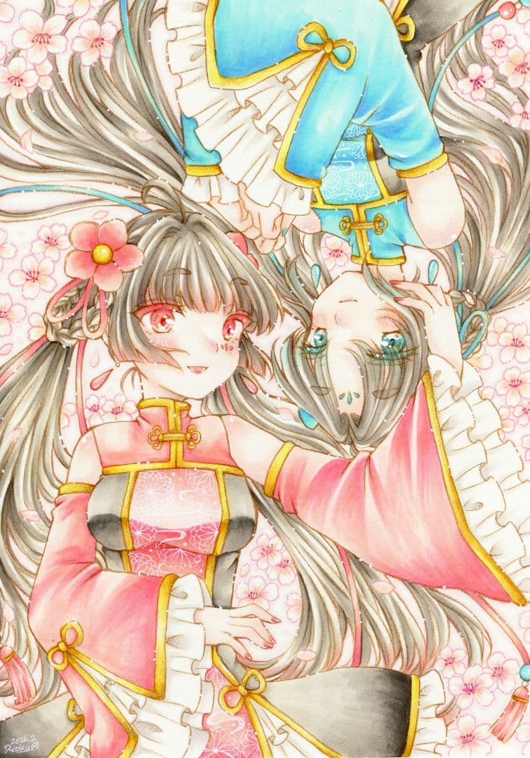 手描き自作イラスト/オリジナル/春、麗らか。