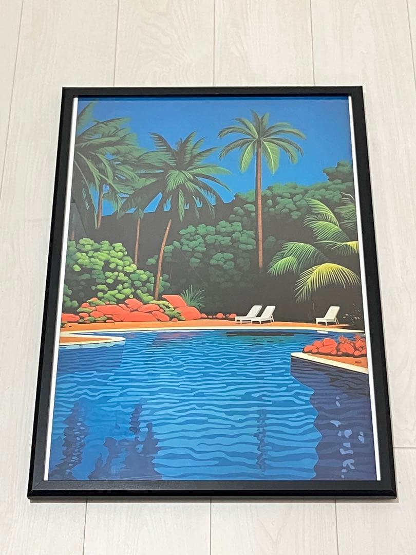 【額縁付き】 永井博（Hiroshi Nagai） A2ポスター　プール