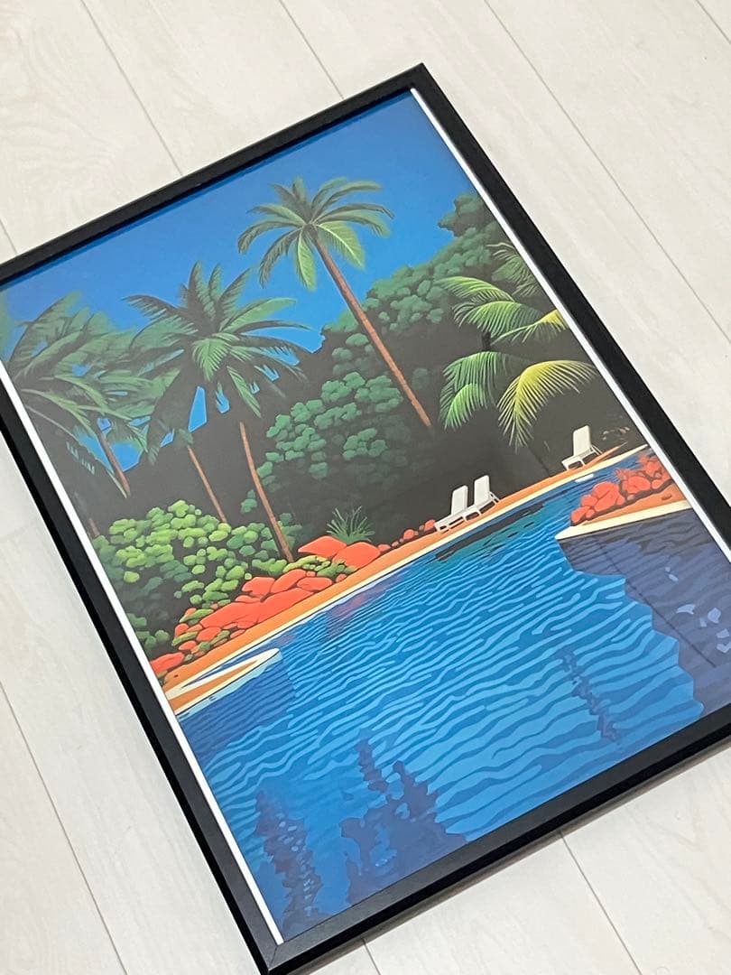 【額縁付き】 永井博（Hiroshi Nagai） A2ポスター　プール
