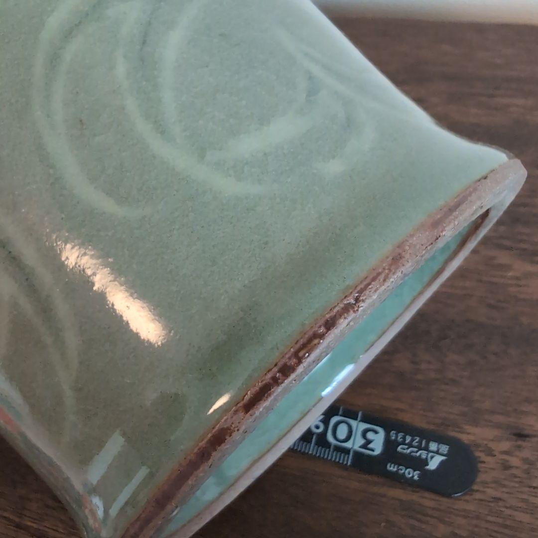 高麗青磁　白黒象嵌　朝鮮美術　梅瓶　骨董　陶芸　陶磁器　33.5cm高程