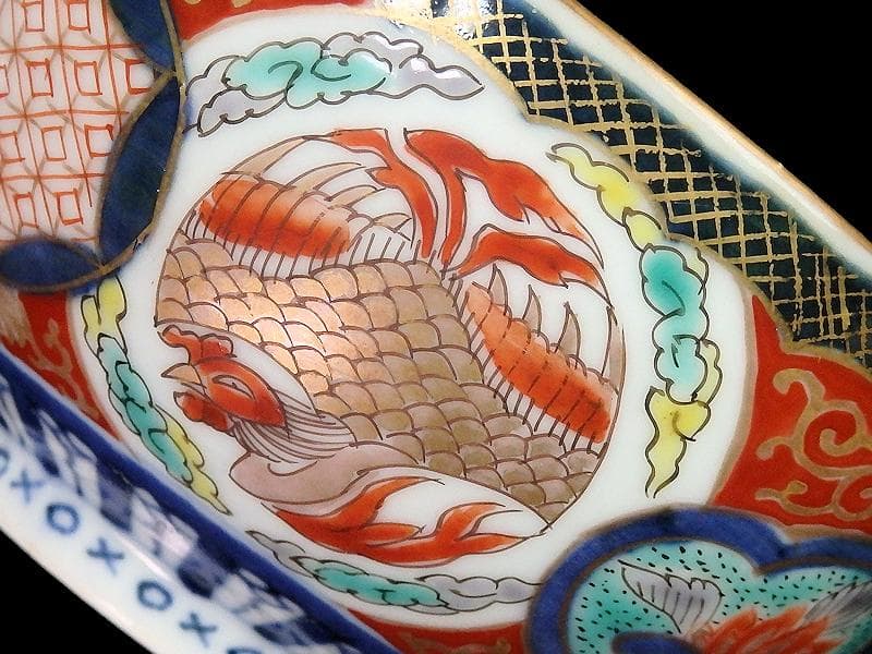 古伊万里　金襴手　鳳凰に牡丹の図　蓋茶碗　C002AS-fbrf