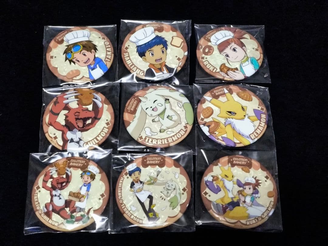 デジモンテイマーズ 海外限定 ベーキング 缶バッジ 磁石付き セット 全9種