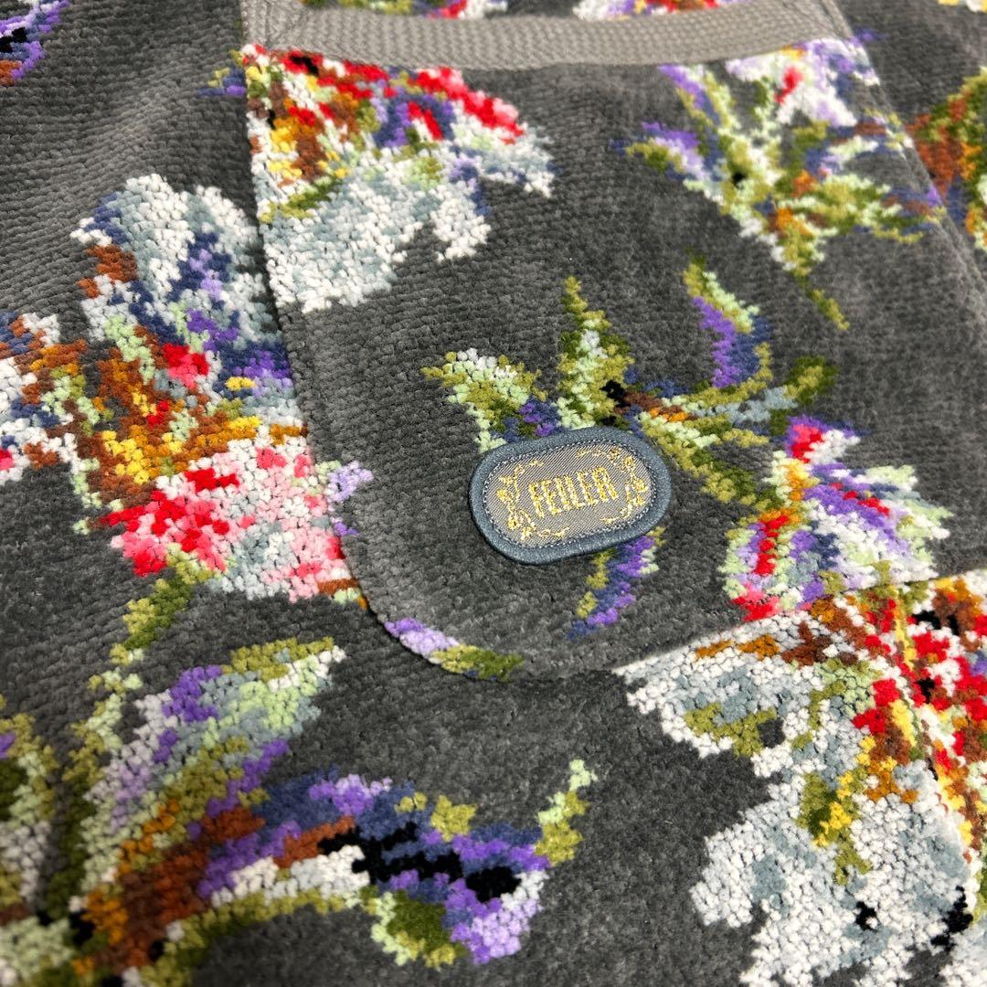 FEILER 花柄エプロン グレー