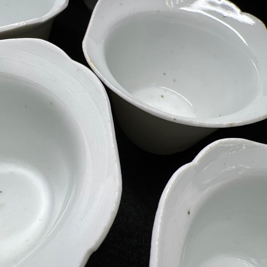 江戸中期　柿右衛門　白磁猪口5点　口径約7.5㎝　東Y8-0403☆2Fトヒサル