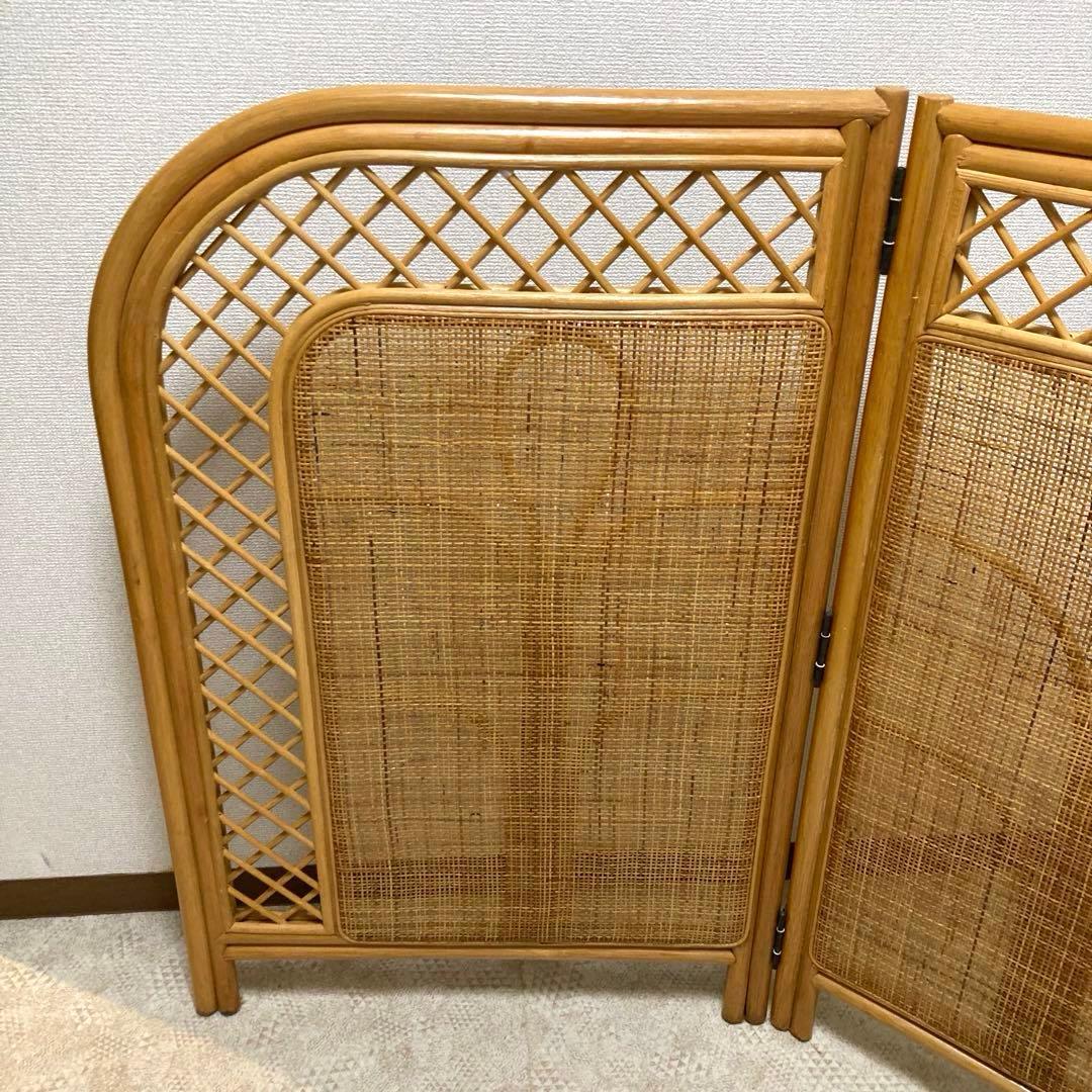 アンティーク　ラタン　パーティション　衝立　目隠し　間仕切り