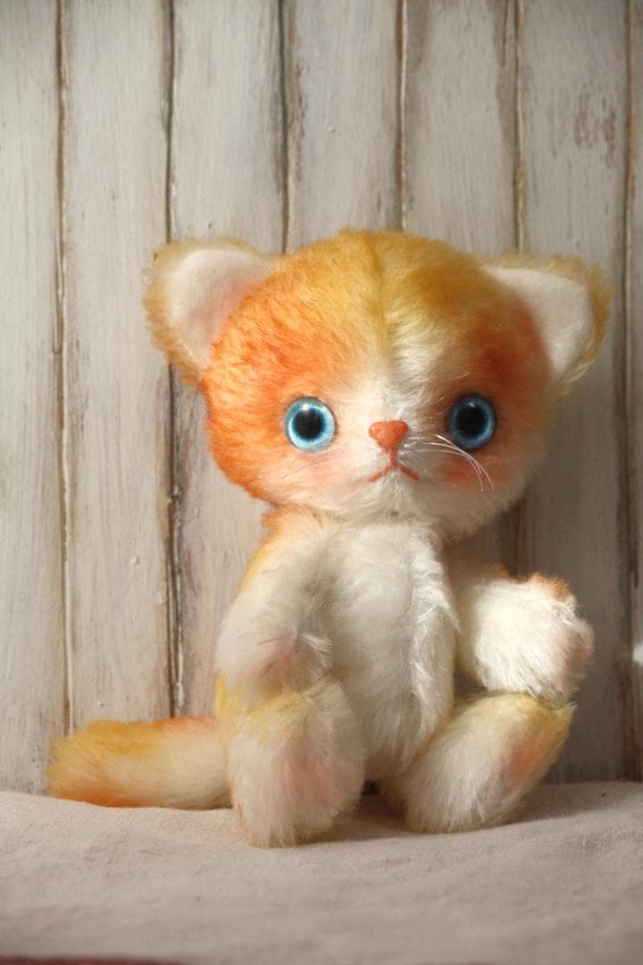 訳あり　アートドール　ハンドメイド　テディベア　三毛猫　ぬいぐるみ