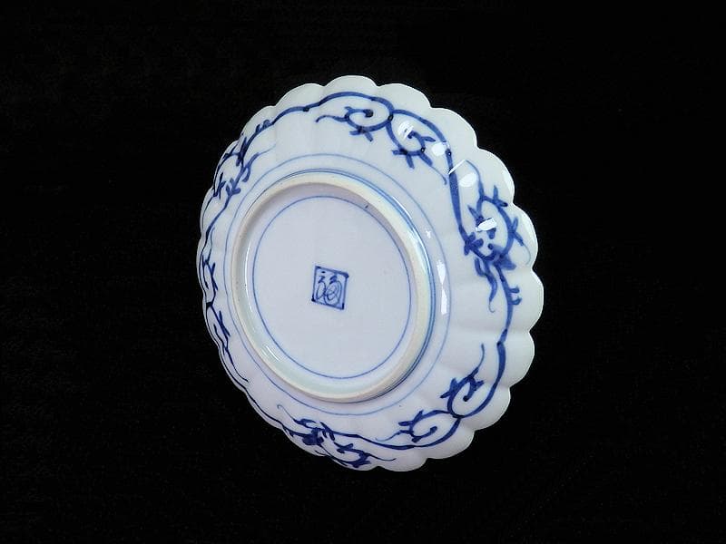 大聖寺伊万里　金襴手　輪花形　紋章の図　５寸皿　D174AS-fbda
