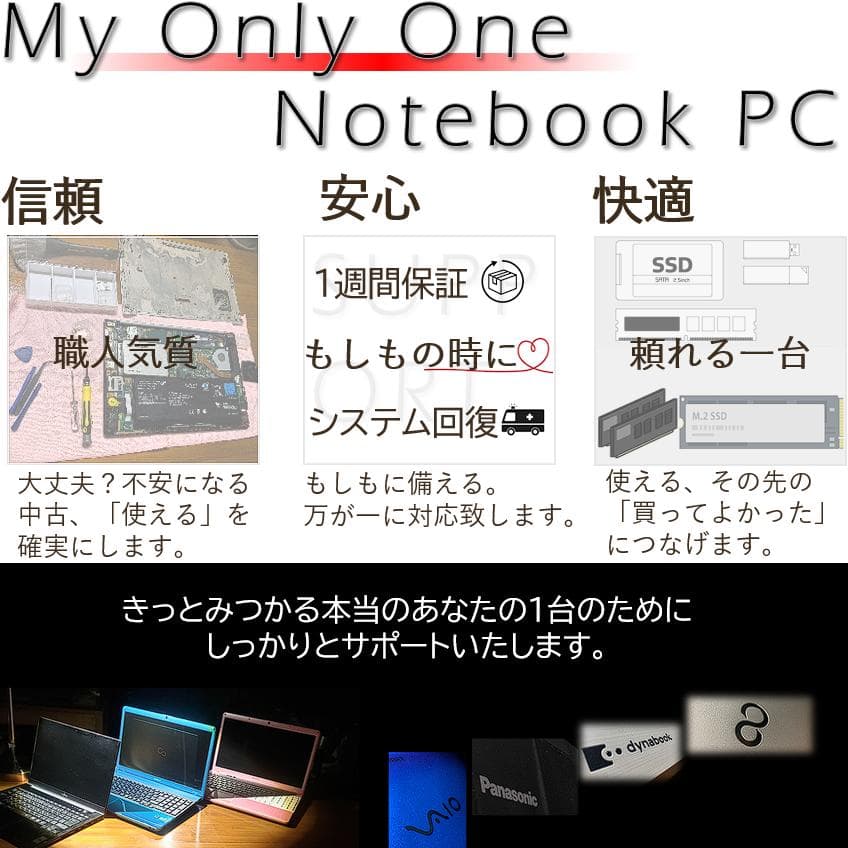 希少高音質で高解像度なオフィス付きすぐ使えるWin11純正リカバリノートパソコン