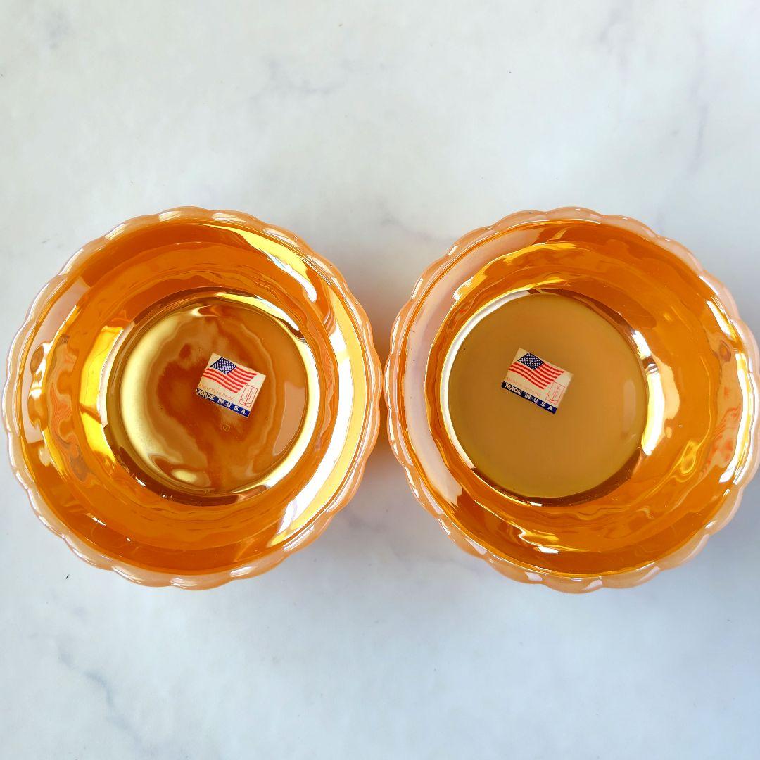 希少☆未使用☆ FireKing バブル ボウル　ピーチラスター　3点