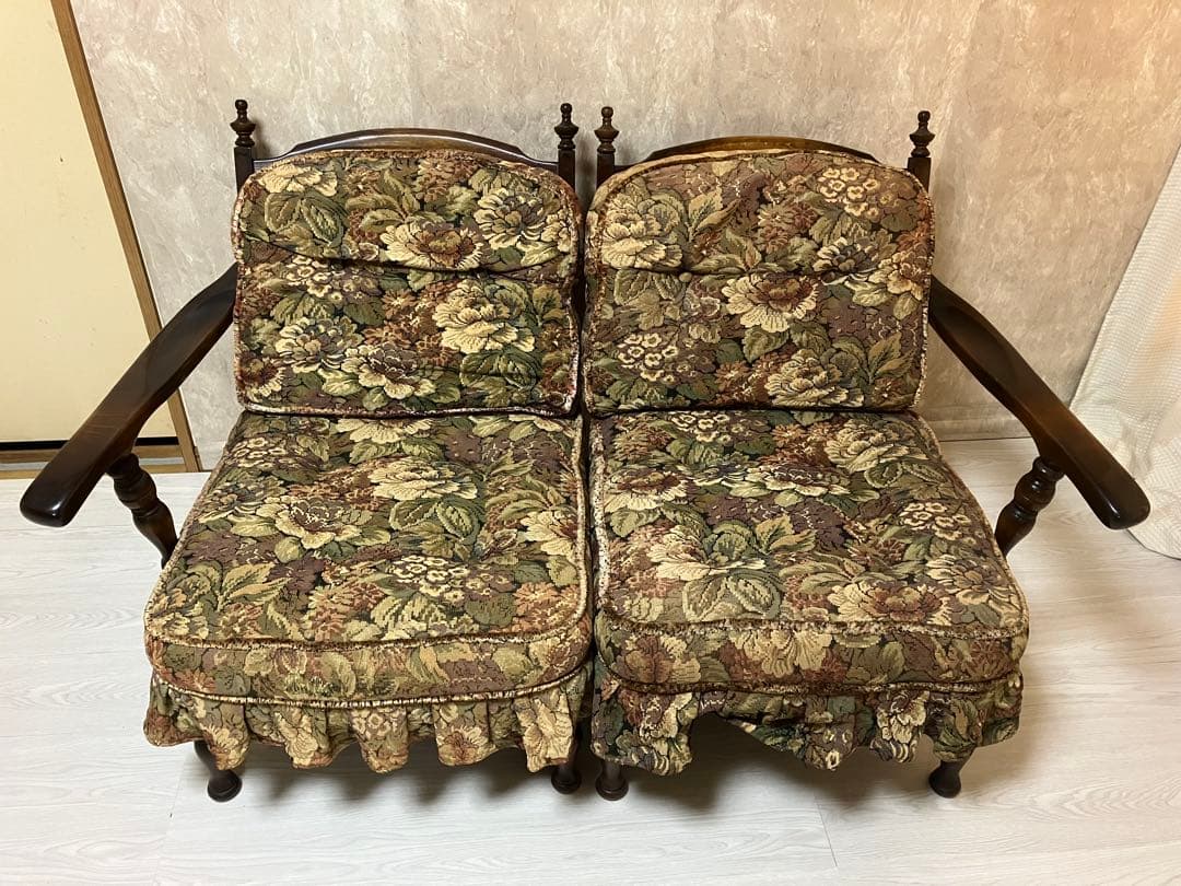 【アンティーク】飛騨産業 キツツキマーク ソファ 2人掛け 1960年代 日本製