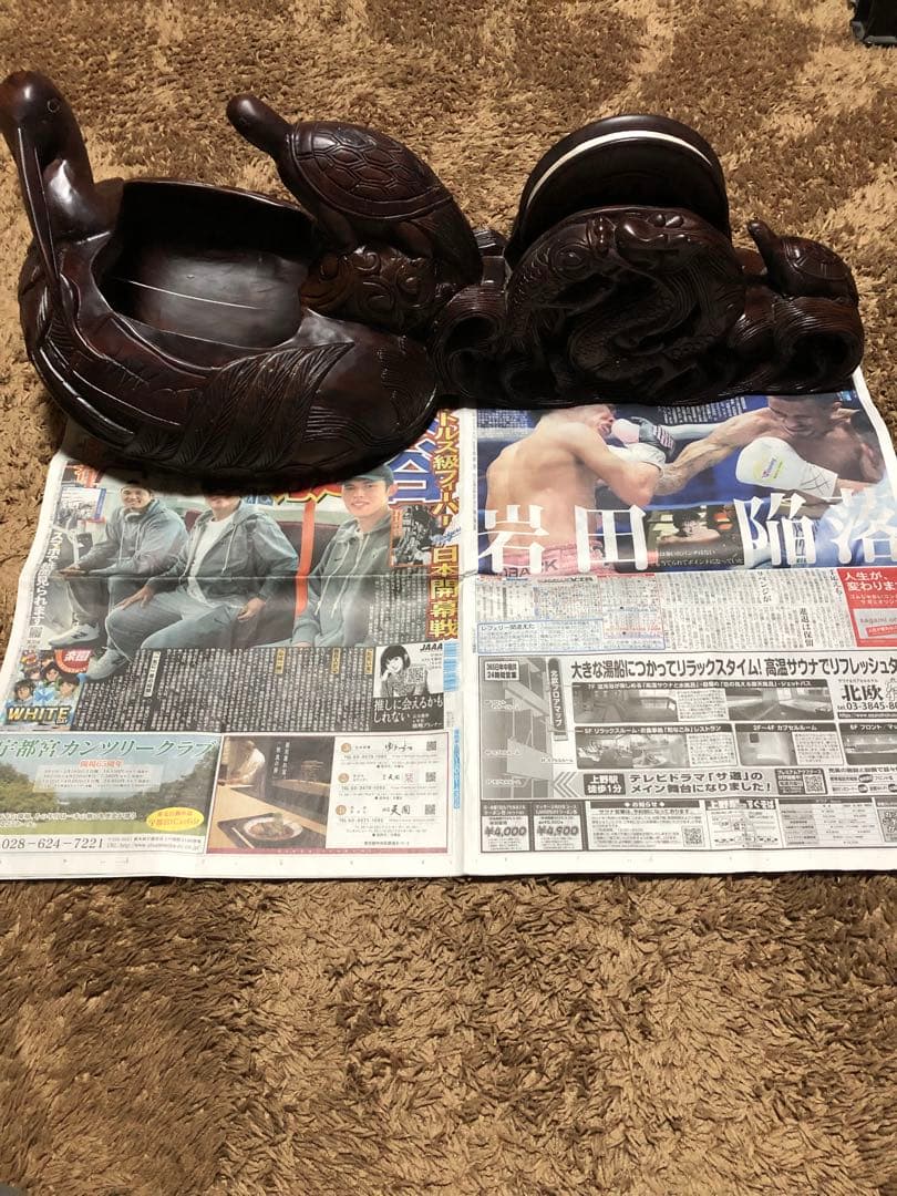 絶品！　超特大 規格外！紫檀木彫り 墨壺 全長80cm 重量16kg