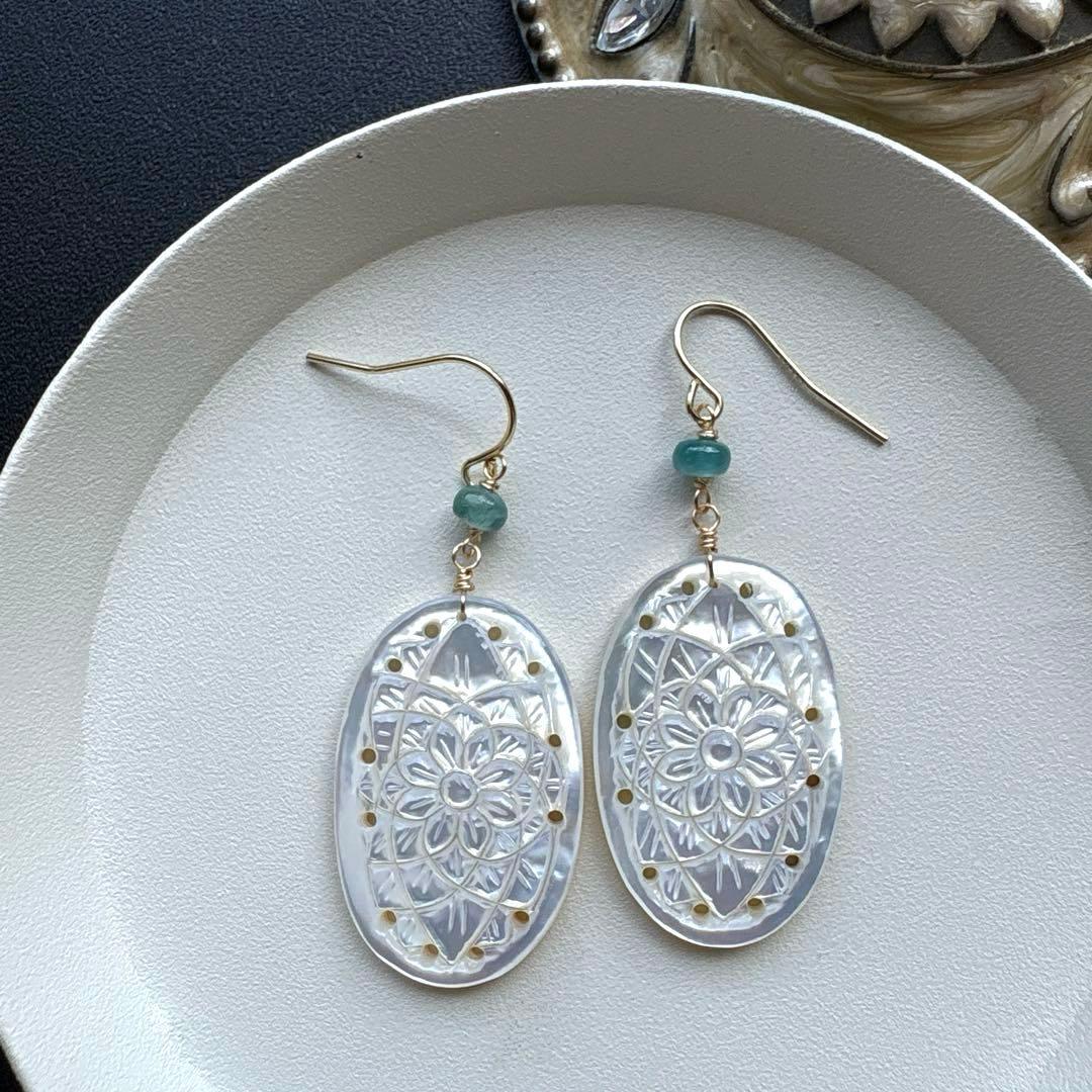 《1点限定》MOPカービング＆グランディディエライト＊ピアスorイヤリング