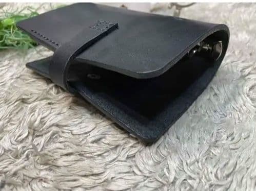 黒本革 手帳カバー❗️ミニ6穴バインダー用 カバー＆黒本革 ペンホルダー付き