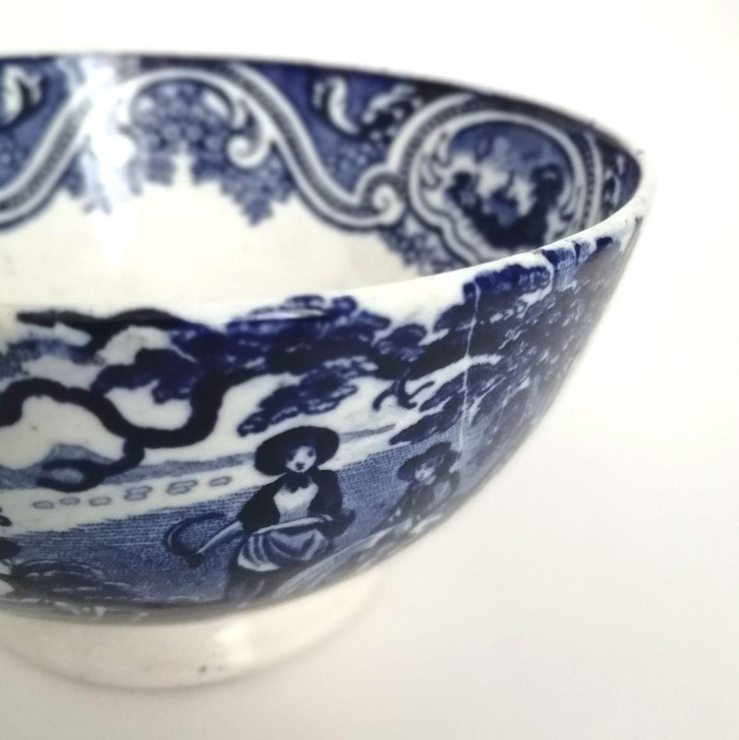 阿蘭陀焼 デルフト ペトルス・レグー窯 銅版転写 カフェオレボウル アンティーク