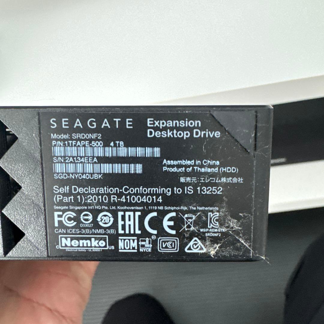 SEAGATE 4TB 外付けハードディスク