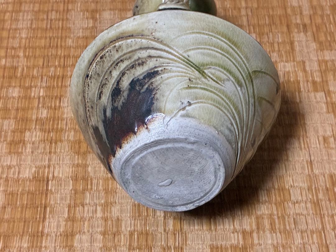 古陶器 魚紋 緑黄釉 陶器 水差し ピッチャー 水注
