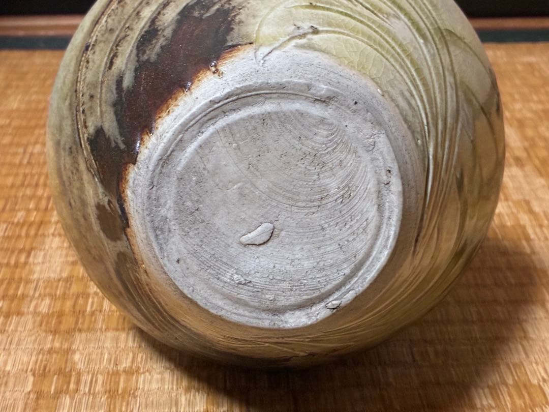 古陶器 魚紋 緑黄釉 陶器 水差し ピッチャー 水注