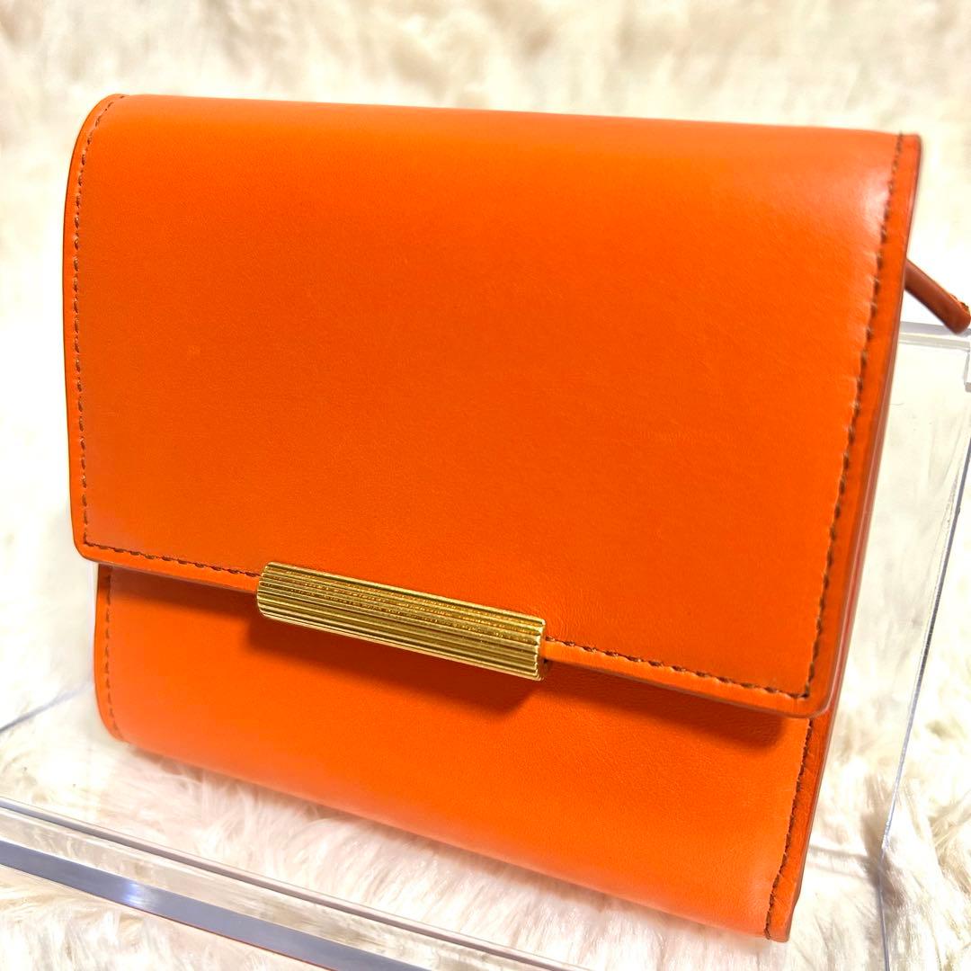 【極美品】BOTTEGA VENETA 二つ折り財布 オレンジ