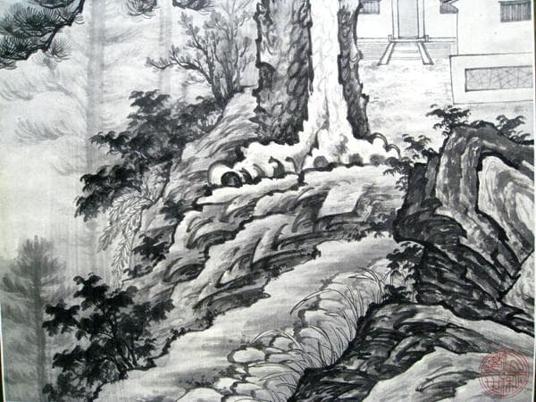 #中国古玩 #掛軸 #絹本 #松 #春秋山水 #肉筆 #中華 #中国作家