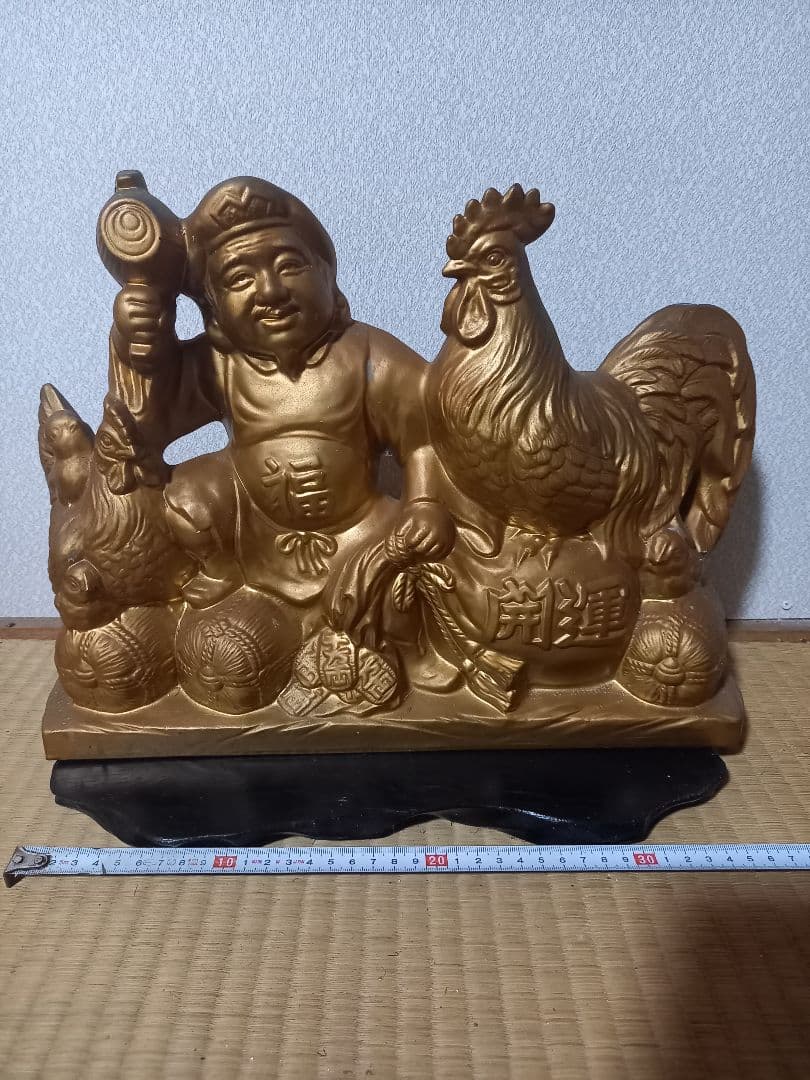 開運　金色　福の神と鶏