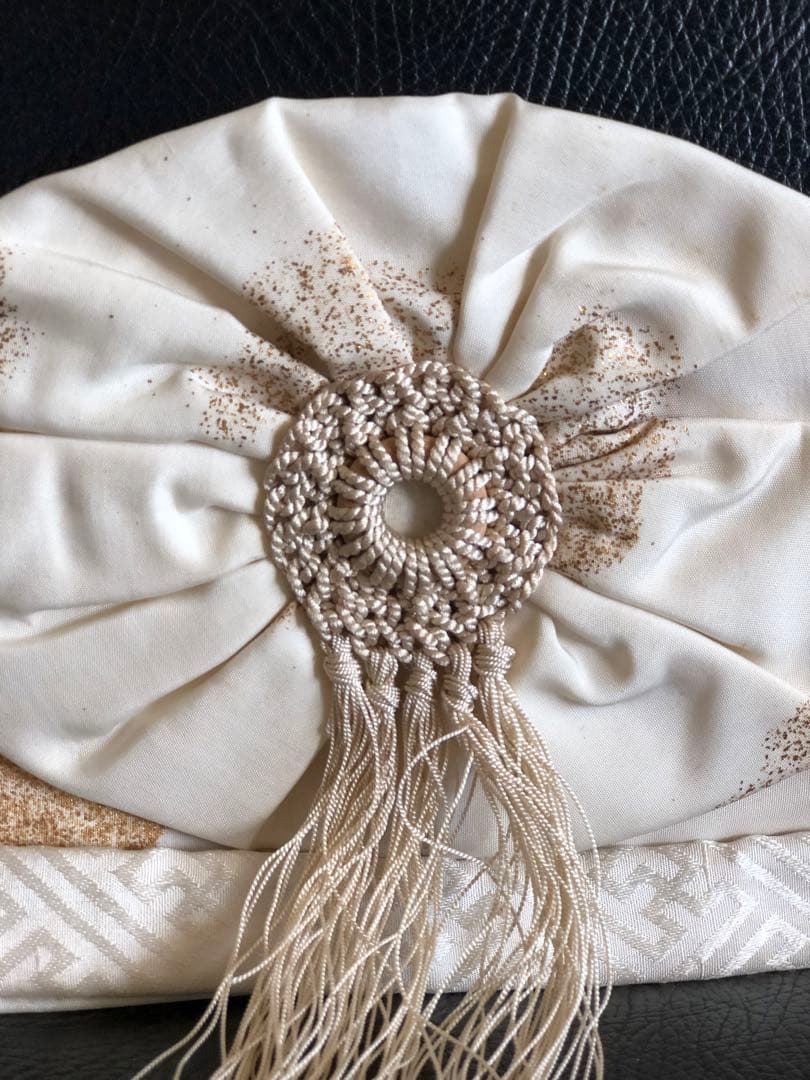 アンティーク　金絵付け　子達帽子　鶴図柄　手刺繍　吉祥文様　正絹　希少正絹