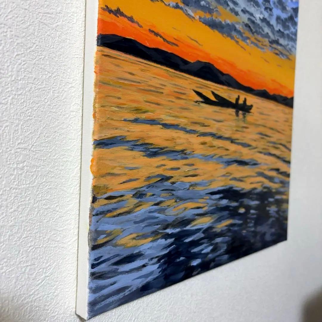 【フォロワー100人記念】夕日の2人｜F6サイズ｜最安値｜アート絵画｜海好きの方