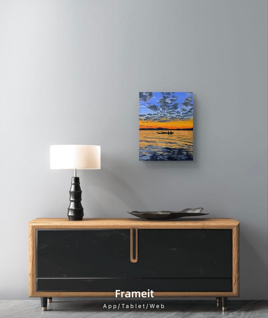 【フォロワー100人記念】夕日の2人｜F6サイズ｜最安値｜アート絵画｜海好きの方