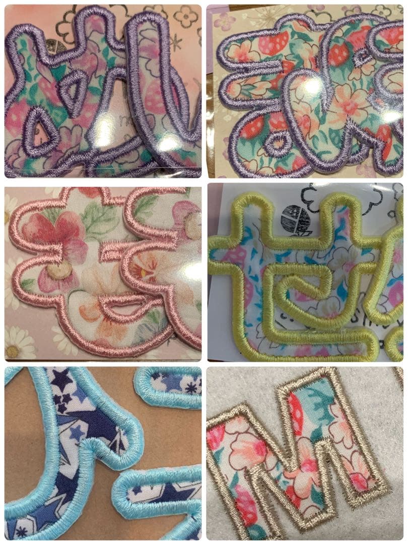 手書き風リバティ生地ハンドメイドワッペン名前