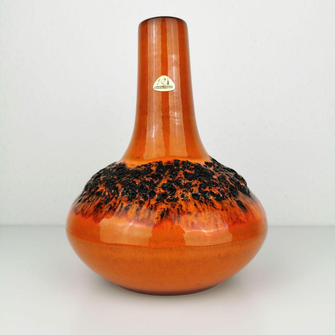 【西ドイツ製 Fatlava 】kreutz 花瓶 26cm オレンジ色