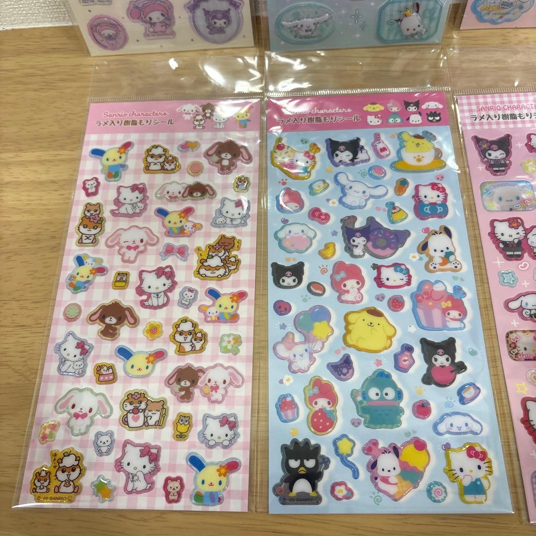 ラメ入り樹脂もりシール４種類　すりガラス風シール４種類 計８種類　Sanrio
