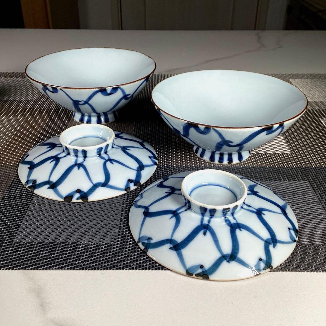 骨董品　たち吉　× 山田百貨店　夫婦　蓋付湯飲み　蓋付ご飯茶碗　ペア