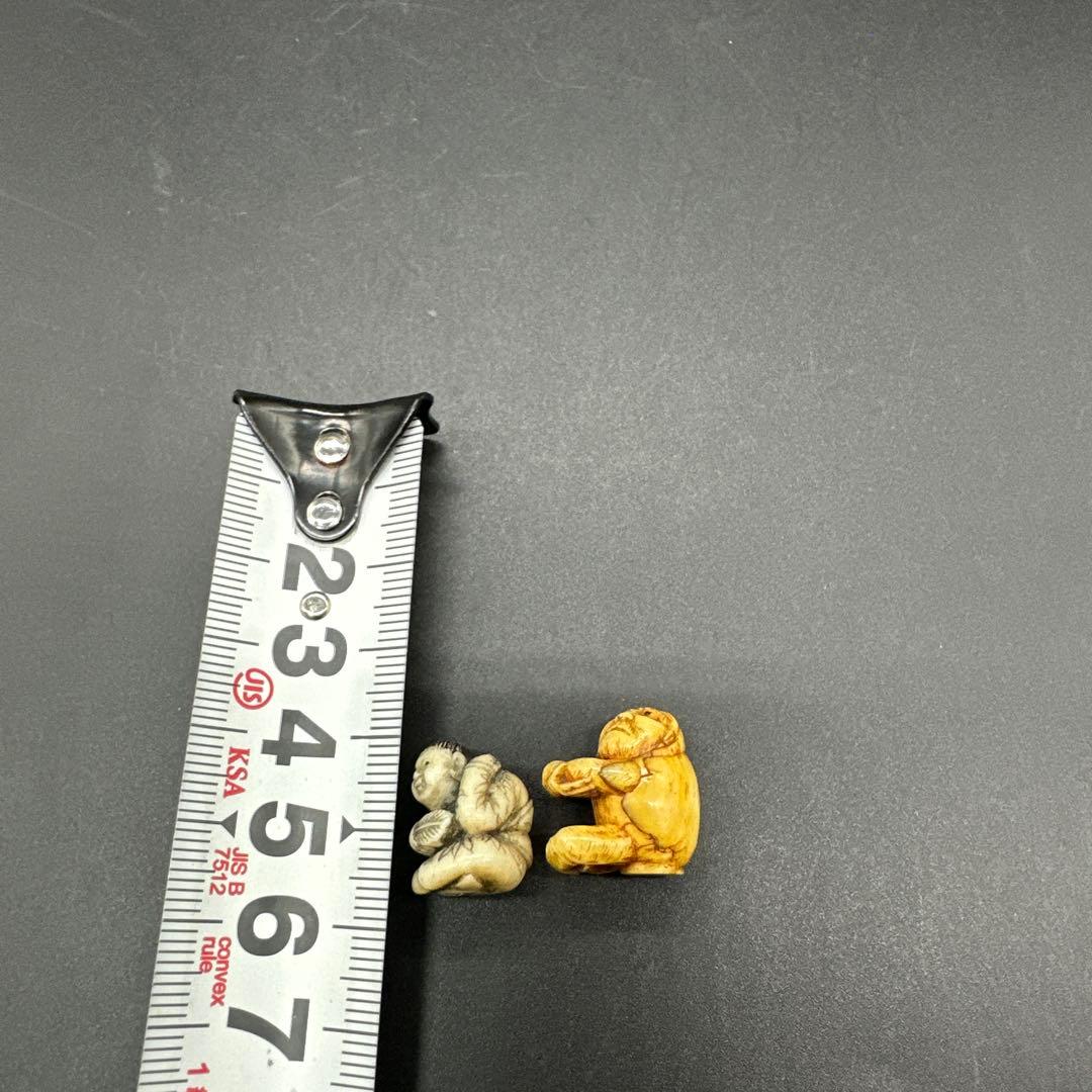 緒締　緒締玉　2点　だるま　天然材質　骨董古美術