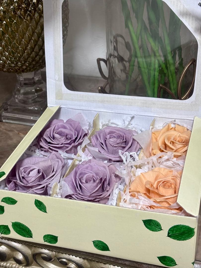 フレッシュルックプレミアムローズ　ラベンダー4輪&シャーベットオレンジ2輪