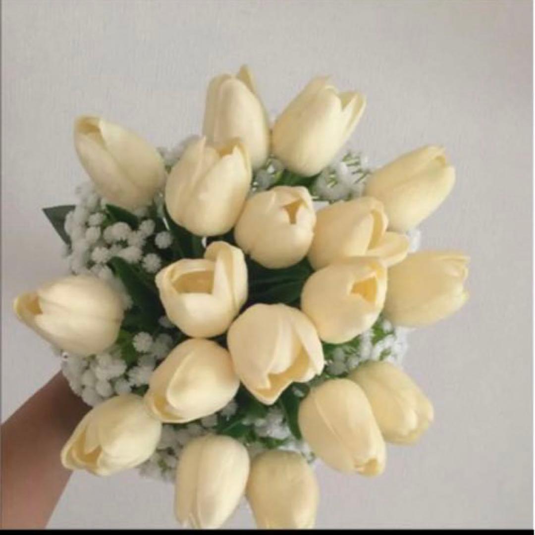 チューリップ ホワイト ブーケ 造花