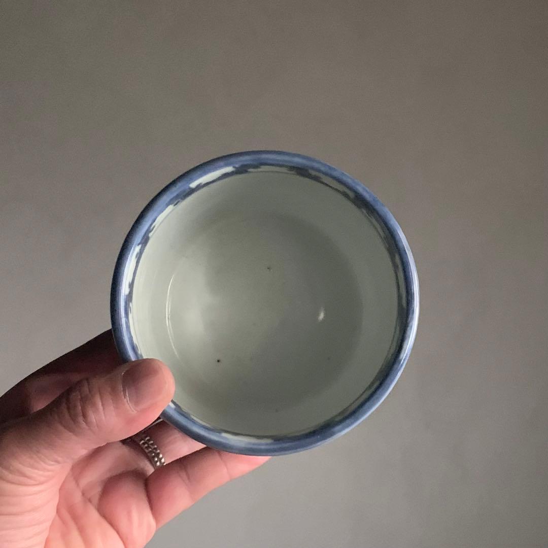 染付 丸文 破れ雪輪 火入れ 筒茶碗 古美術 古道具 アンティーク