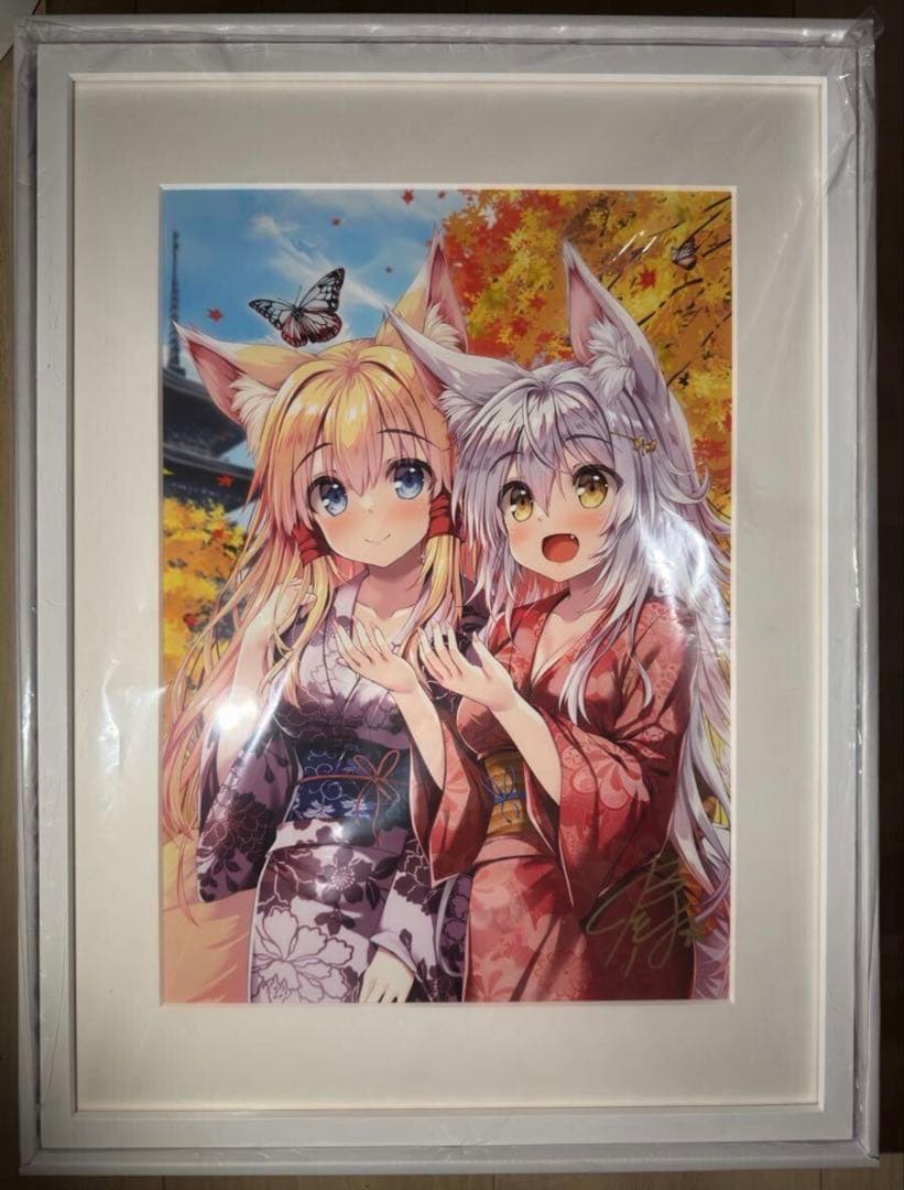 立羽 複製原画 渡り蝶と秋色の邂逅 軸中心派 直筆サイン入り ジークレー