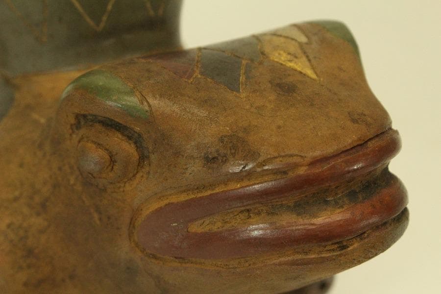 加彩 蛙 土器 インカ ペルーアンデス 希少(ZE797)